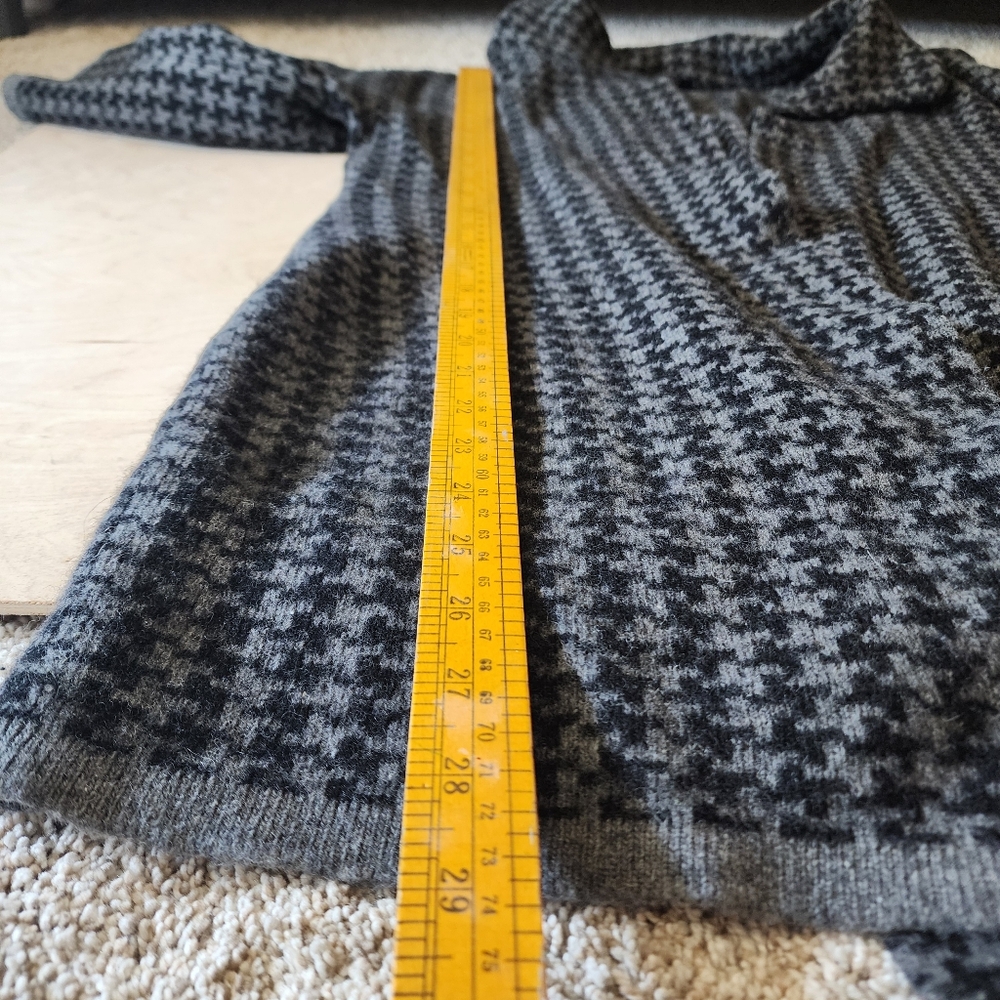ChiaraMente Women’s Wool Open Cardigan Sweater Houndstooth Gray Large - Picture 11 of 12